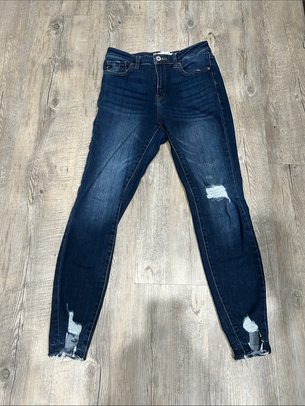 Dark Indigo Distressed KanCan Ankle Skinny Jeans